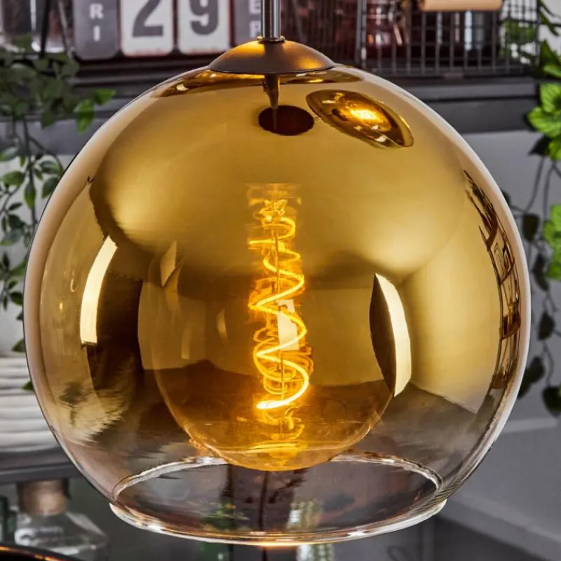 hofstein Suspension Verre 25 cm Koyoto Or, Clair, 3 lumières