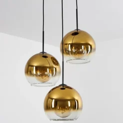 hofstein Suspension Verre 25 cm Koyoto Or, Clair, 3 lumières