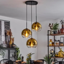 hofstein Suspension Verre 25 cm Koyoto Or, Clair, 3 lumières