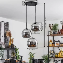 Suspension Verre Fumé-hofstein Suspension Verre 25 cm Koyoto Chrome, Fumé, 3 lumières