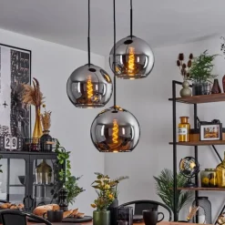 Suspension Verre Fumé-hofstein Suspension Verre 25 cm Koyoto Chrome, Fumé, 3 lumières