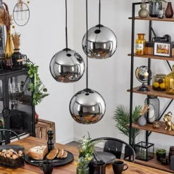 Suspension Verre Fumé-hofstein Suspension Verre 25 cm Koyoto Chrome, Fumé, 3 lumières