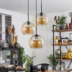 hofstein Suspension Verre 25 cm Koyoto Ambre, 3 lumières