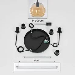 hofstein Suspension Verre 25 cm Koyoto Ambre, 3 lumières