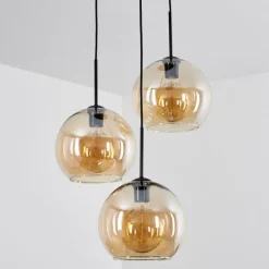 hofstein Suspension Verre 25 cm Koyoto Ambre, 3 lumières