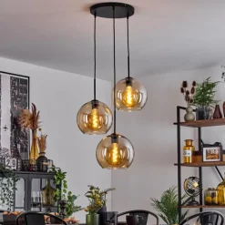 hofstein Suspension Verre 25 cm Koyoto Ambre, 3 lumières