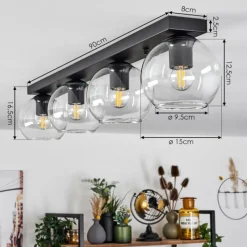 hofstein Suspension Verre 15 cm Koyoto Clair, 4 lumières