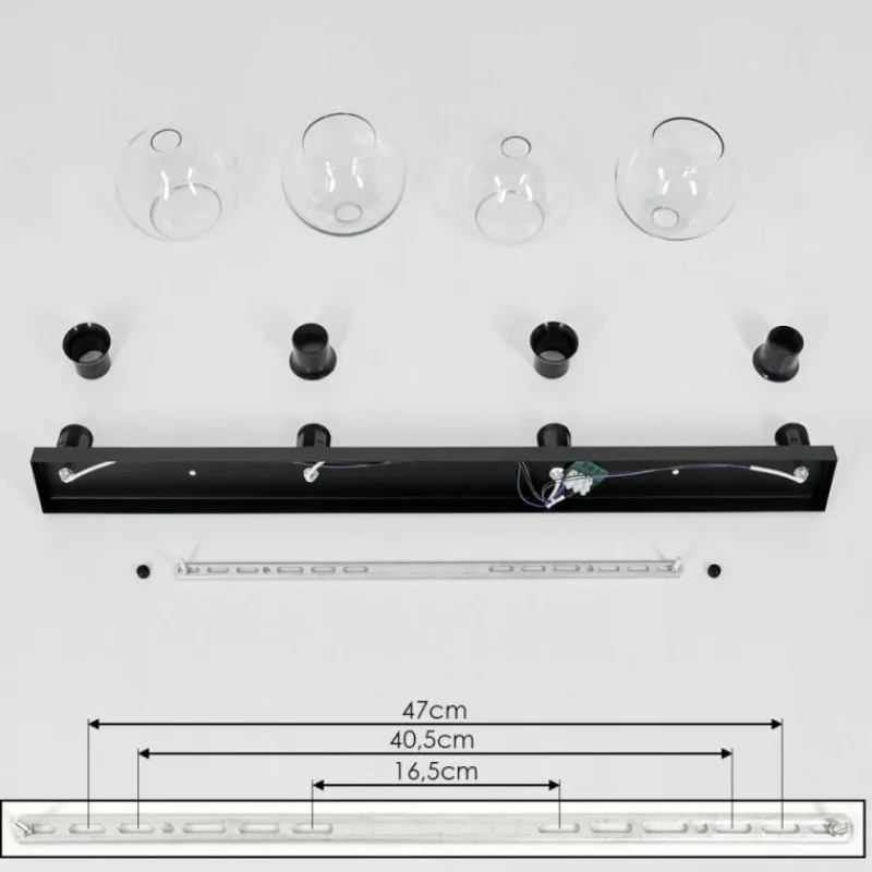 hofstein Suspension Verre 15 cm Koyoto Clair, 4 lumières