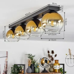 hofstein Suspension Verre 15 cm Koyoto Or, Clair, 4 lumières