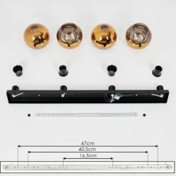 hofstein Suspension Verre 15 cm Koyoto Or, Clair, 4 lumières