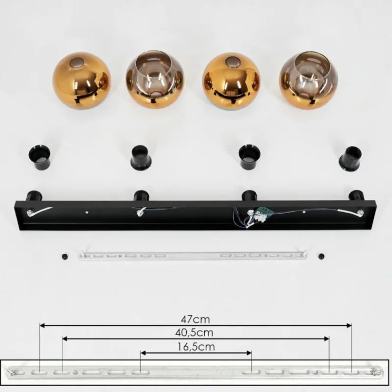 hofstein Suspension Verre 15 cm Koyoto Or, Clair, 4 lumières