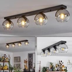 Suspension Verre Fumé-hofstein Suspension Verre 15 cm Koyoto Chrome, Clair, Fumé, 4 lumières