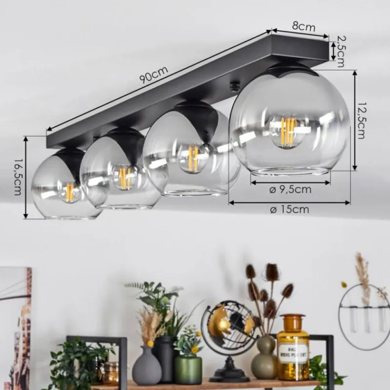 Suspension Verre Fumé-hofstein Suspension Verre 15 cm Koyoto Chrome, Clair, Fumé, 4 lumières