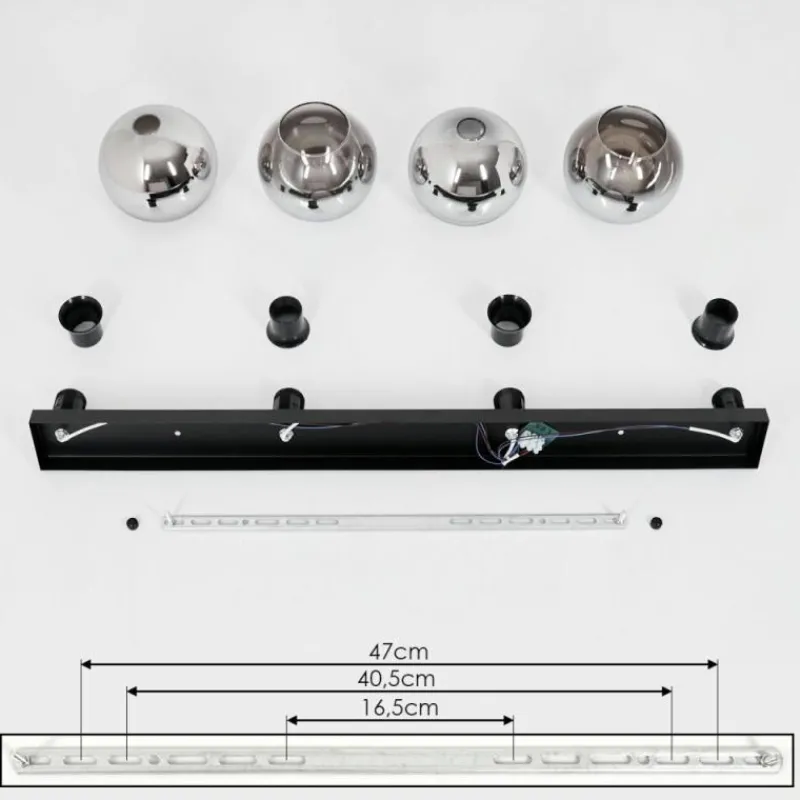 Suspension Verre Fumé-hofstein Suspension Verre 15 cm Koyoto Chrome, Clair, Fumé, 4 lumières