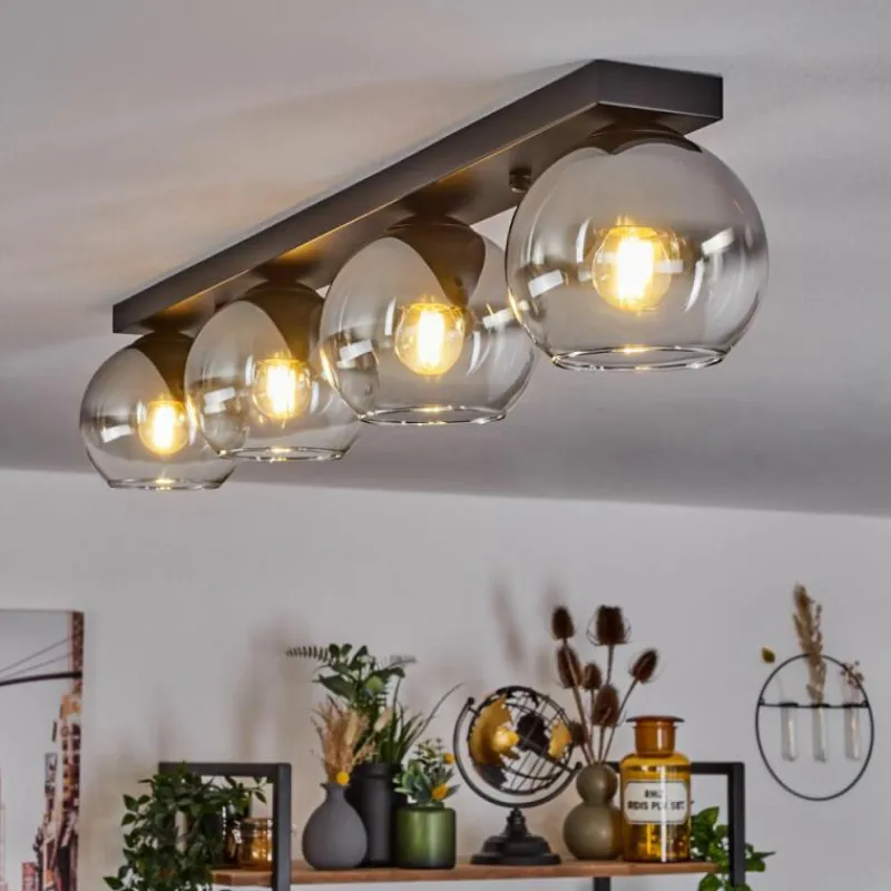 Suspension Verre Fumé-hofstein Suspension Verre 15 cm Koyoto Chrome, Clair, Fumé, 4 lumières