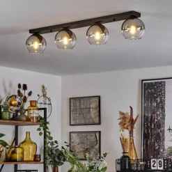 Suspension Verre Fumé-hofstein Suspension Verre 15 cm Koyoto Chrome, Clair, Fumé, 4 lumières