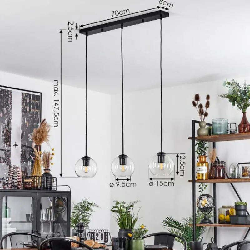 hofstein Suspension Verre 15 cm Koyoto Clair, 3 lumières