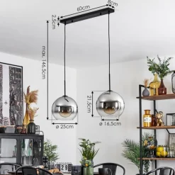 Suspension Verre Fumé-hofstein Suspension Verre 25 cm Koyoto Chrome, Clair, Fumé, 2 lumières