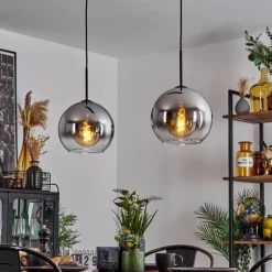 Suspension Verre Fumé-hofstein Suspension Verre 25 cm Koyoto Chrome, Clair, Fumé, 2 lumières