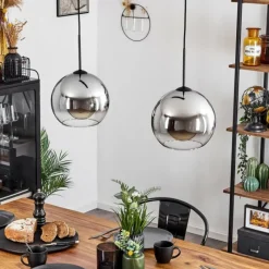 Suspension Verre Fumé-hofstein Suspension Verre 25 cm Koyoto Chrome, Clair, Fumé, 2 lumières