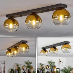 hofstein Suspension Verre 15 cm Koyoto Or, Clair, 3 lumières