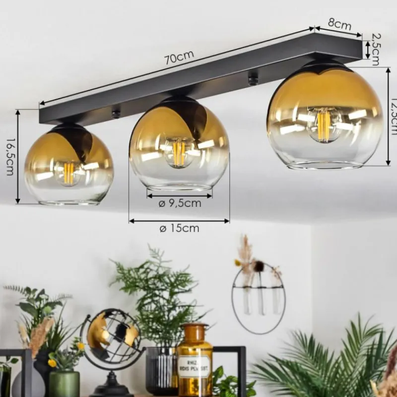 hofstein Suspension Verre 15 cm Koyoto Or, Clair, 3 lumières