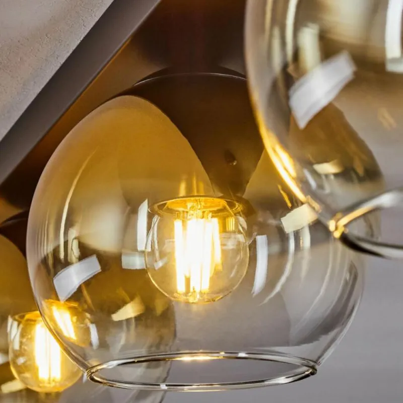 hofstein Suspension Verre 15 cm Koyoto Or, Clair, 3 lumières