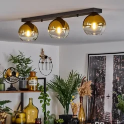 hofstein Suspension Verre 15 cm Koyoto Or, Clair, 3 lumières