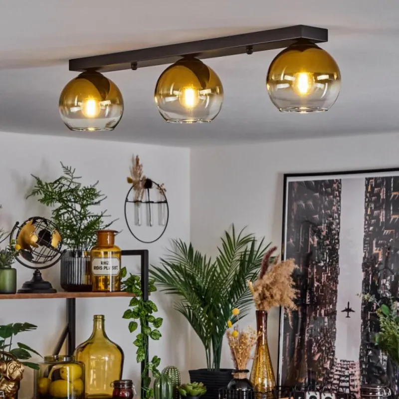 hofstein Suspension Verre 15 cm Koyoto Or, Clair, 3 lumières