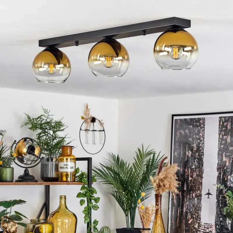 hofstein Suspension Verre 15 cm Koyoto Or, Clair, 3 lumières