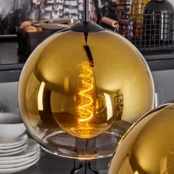 hofstein Suspension Verre 25 cm Koyoto Or, Clair, 2 lumières