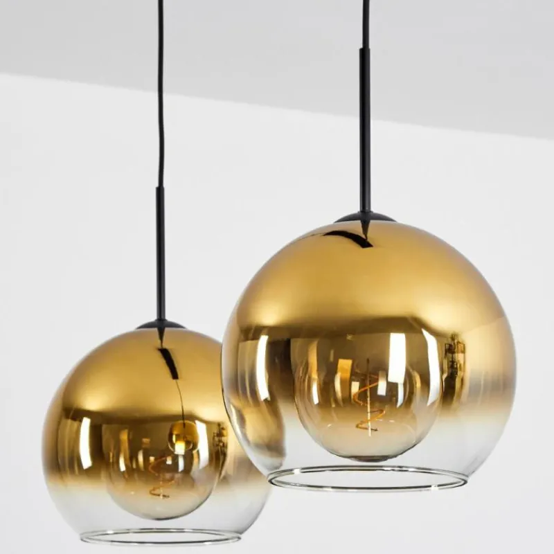 hofstein Suspension Verre 25 cm Koyoto Or, Clair, 2 lumières