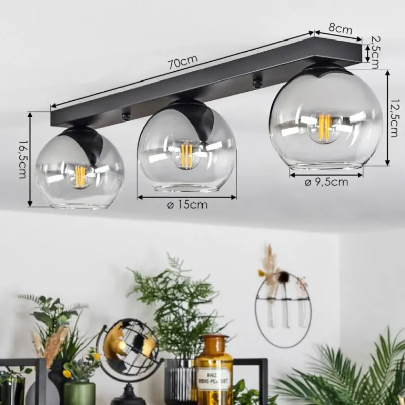 Suspension Verre Fumé-hofstein Suspension Verre 15 cm Koyoto Chrome, Clair, Fumé, 3 lumières