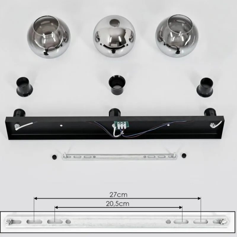 Suspension Verre Fumé-hofstein Suspension Verre 15 cm Koyoto Chrome, Clair, Fumé, 3 lumières