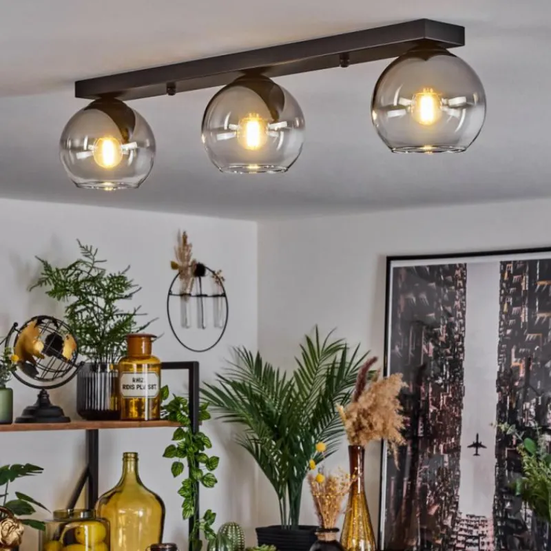 Suspension Verre Fumé-hofstein Suspension Verre 15 cm Koyoto Chrome, Clair, Fumé, 3 lumières