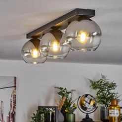 Suspension Verre Fumé-hofstein Suspension Verre 15 cm Koyoto Chrome, Clair, Fumé, 3 lumières