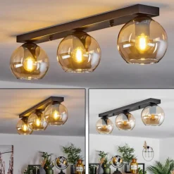 hofstein Suspension Verre 15 cm Koyoto Ambre, 3 lumières