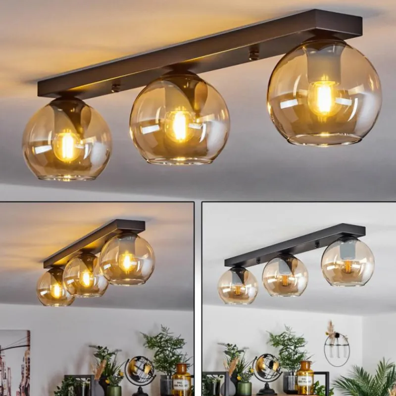 hofstein Suspension Verre 15 cm Koyoto Ambre, 3 lumières