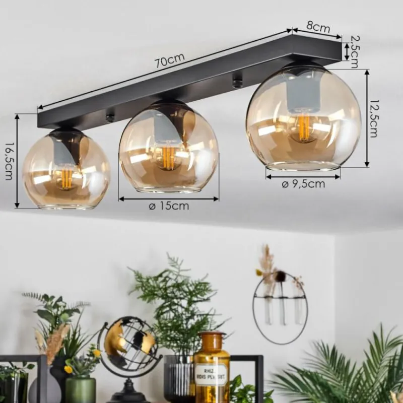 hofstein Suspension Verre 15 cm Koyoto Ambre, 3 lumières