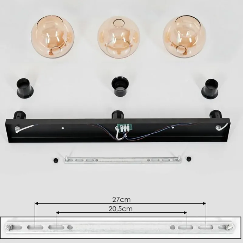 hofstein Suspension Verre 15 cm Koyoto Ambre, 3 lumières