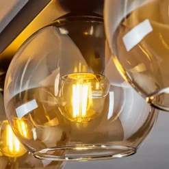 hofstein Suspension Verre 15 cm Koyoto Ambre, 3 lumières