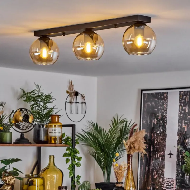 hofstein Suspension Verre 15 cm Koyoto Ambre, 3 lumières