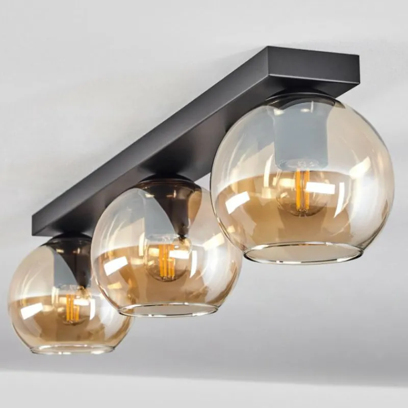 hofstein Suspension Verre 15 cm Koyoto Ambre, 3 lumières