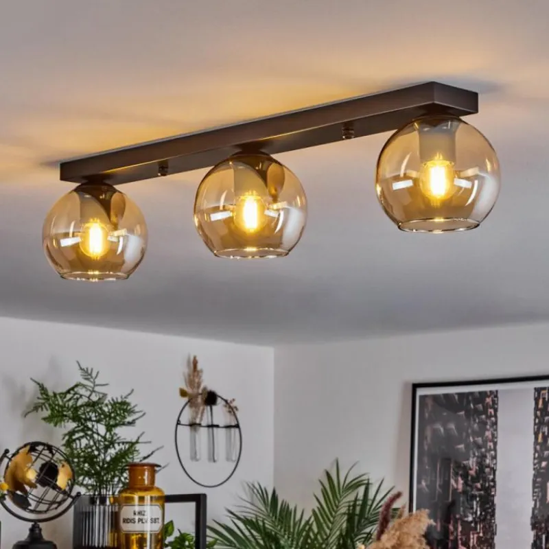 hofstein Suspension Verre 15 cm Koyoto Ambre, 3 lumières