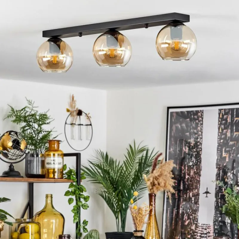 hofstein Suspension Verre 15 cm Koyoto Ambre, 3 lumières