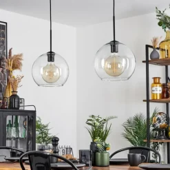 hofstein Suspension Verre 25 cm Koyoto Clair, 2 lumières