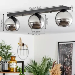 Suspension Verre Fumé-hofstein Suspension Verre 15 cm Koyoto Chrome, Fumé, 3 lumières