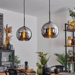 Suspension Verre Fumé-hofstein Suspension Verre 25 cm Koyoto Chrome, Fumé, 2 lumières