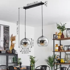 Suspension Verre Fumé-hofstein Suspension Verre 25 cm Koyoto Clair, Fumé, 2 lumières