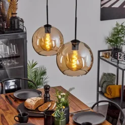 hofstein Suspension Verre 25 cm Koyoto Ambre, 2 lumières